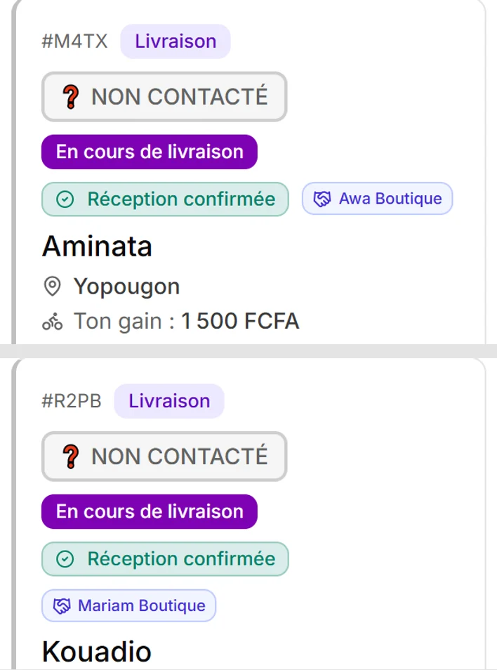 Capture de l’application Eazysell, compte d’exemple