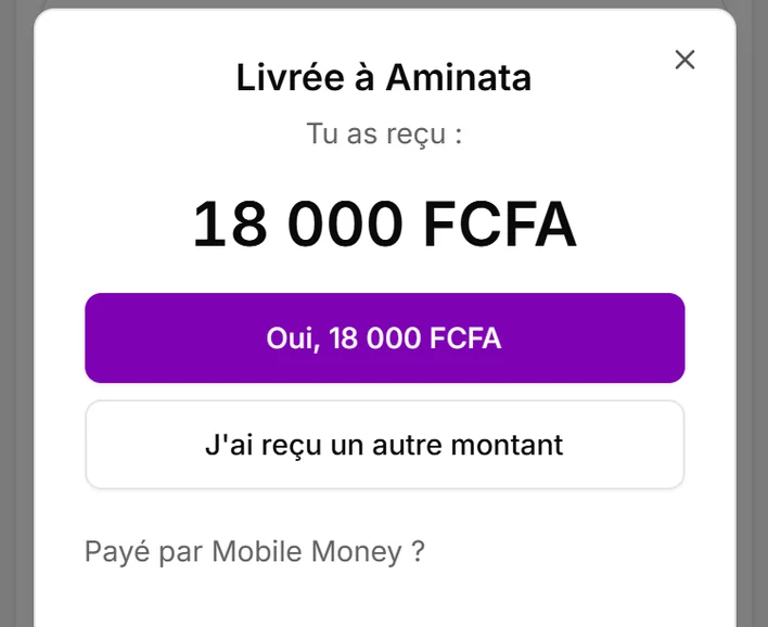 Capture de l’application Eazysell, compte d’exemple