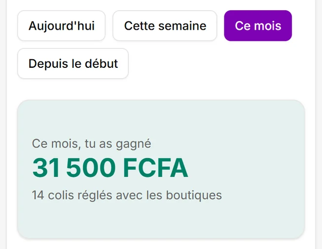 Capture de l’application Eazysell, compte d’exemple