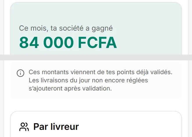 Capture de l’application Eazysell, compte d’exemple