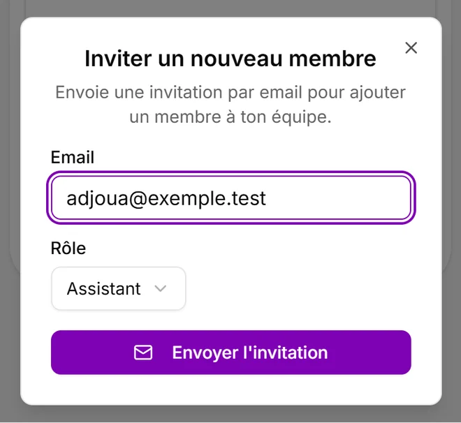 Capture de l’application Eazysell, compte d’exemple