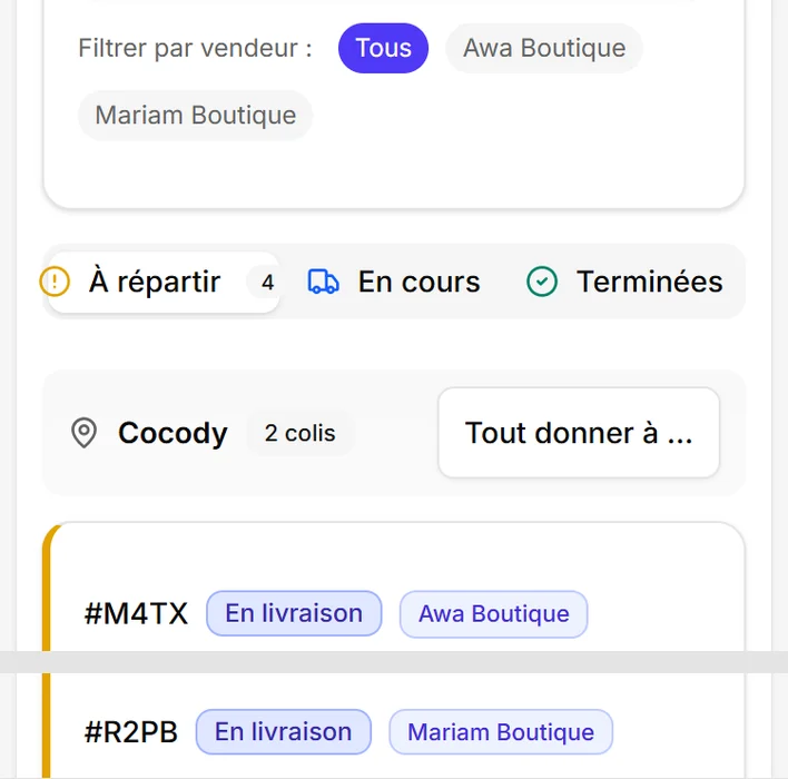 Capture de l’application Eazysell, compte d’exemple