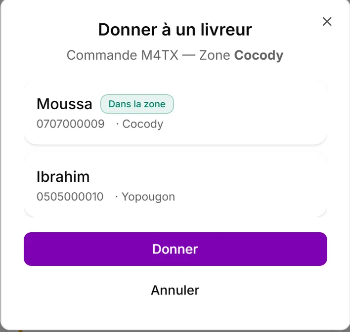Capture de l’application Eazysell, compte d’exemple