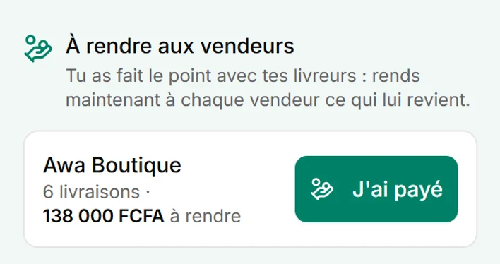 Capture de l’application Eazysell, compte d’exemple