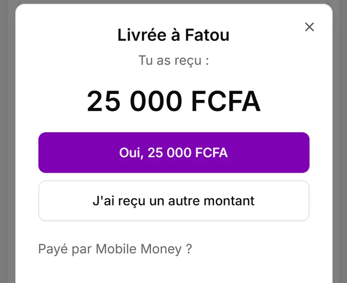 Capture de l’application Eazysell, compte d’exemple